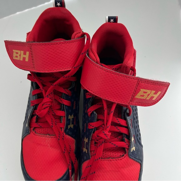 Under Armour Harper 6 Red White and Blue Boys Baseball Cleats Boys Size 3Y - Picture 5 of 12